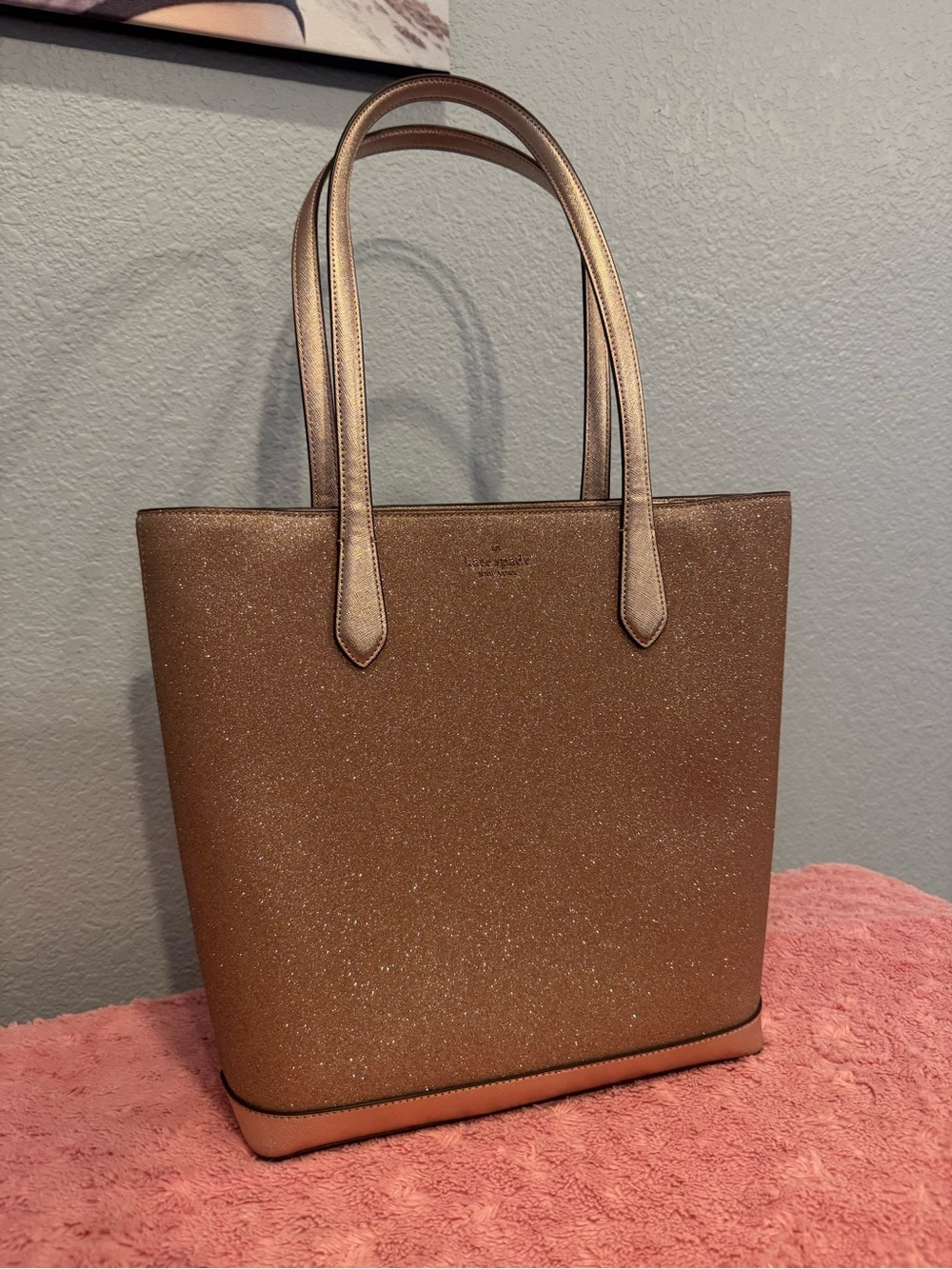 Kate Spade Glitter Tinsel Rose Gold Tote